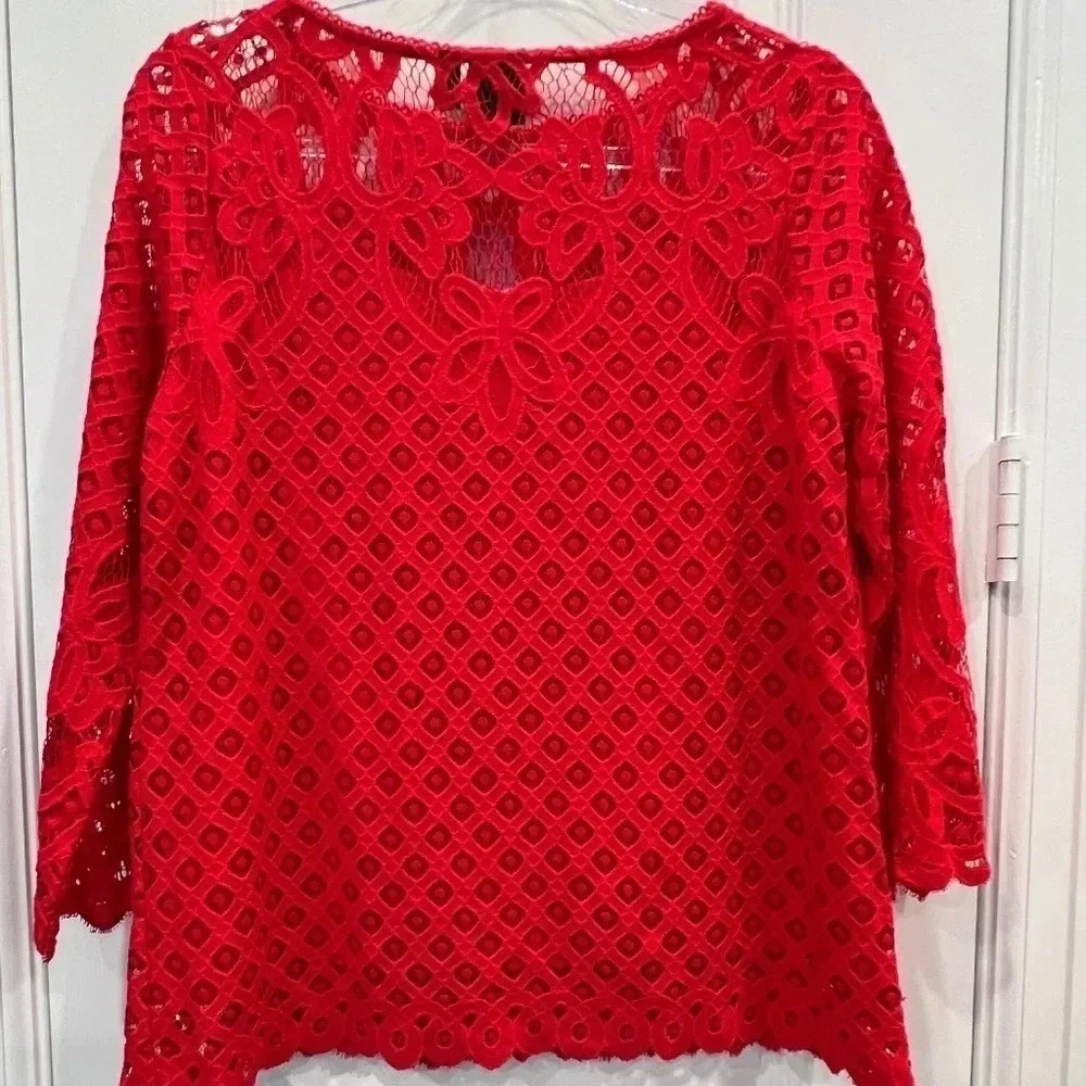 Rafaella Red Lace Top Size 10